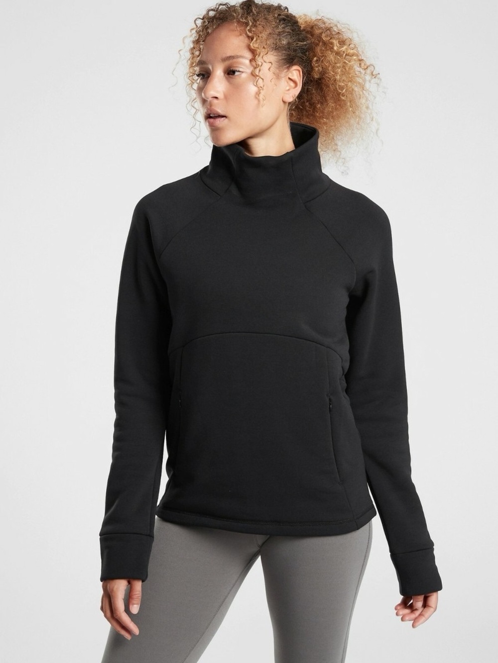 Athleta Polartech Funnel Neck Black Sweater